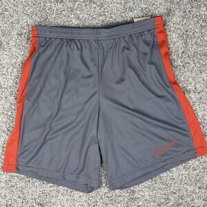 Nike Dri-FIT Academy Soccer Shorts Iron Grey Red Slim DV9742 068 Men Size M